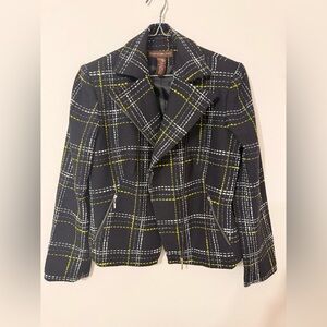 Bandolino Black and Yellow Plaid Blazer